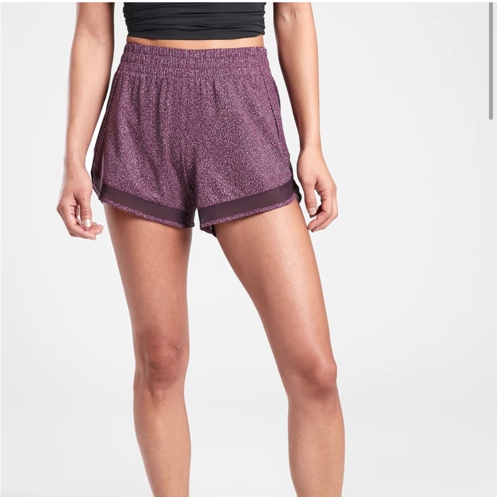 Athleta Purple Printed Mesh Racer Run Short 4” - Size XS